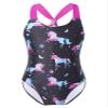 Moily Kids Girls One Piece Horse Printed Swimsuits Criss Cross Back Swimwear Beach Sport Bathing Suit Darkblack 12 view 1