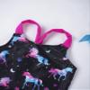 Moily Kids Girls One Piece Horse Printed Swimsuits Criss Cross Back Swimwear Beach Sport Bathing Suit Darkblack 12 view 3