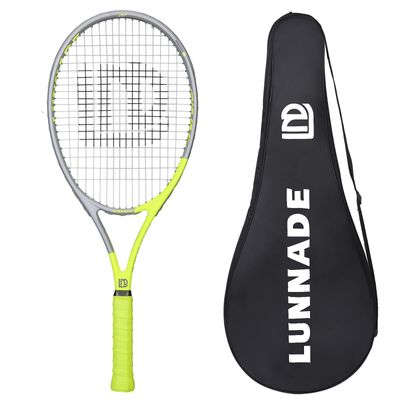 LUNNADE Adults Tennis Racket 27 Inch, Shockproof Carbon Fiber Tennis Racquet Light-Weight, Pre-Strung and Regrip, Suitable for Beginners to Intermediate Players
