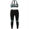 Moggemol Womens 2Pcs High Waist Yoga Outfits Print Workout Leggings Halter Crop Top Gym Exercise Sportswear Prasinous-lily XX-Large view 1