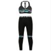 Moggemol Womens 2Pcs High Waist Yoga Outfits Print Workout Leggings Halter Crop Top Gym Exercise Sportswear Prasinous-lily XX-Large view 2