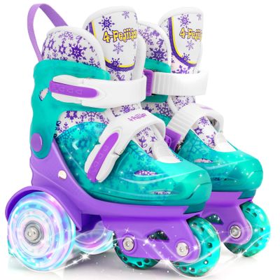 4-Pejiijar Toddler Roller Skates Shoes for Kids, Girls Roller Skates for Toddlers Children Age 3-9 Outdoor Indoor Adjustable 4 Sizes with Light Up Flash Wheels