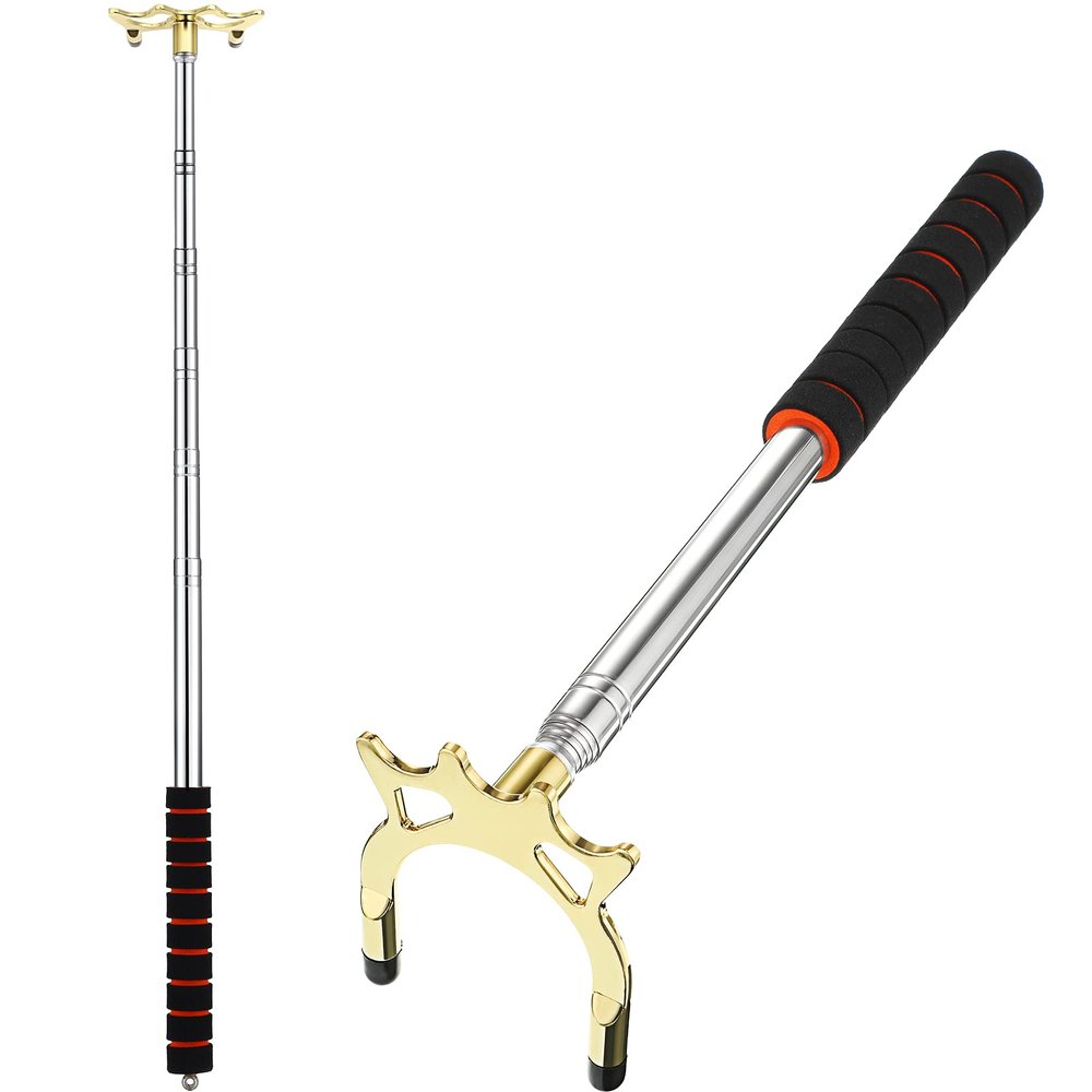Skylety Pool Cue Snooker Stick Pool Table Accessories Retractable Billiards Cue Rest with Removable Brass Bridge Head(High Bridge Head,Stainless Steel)