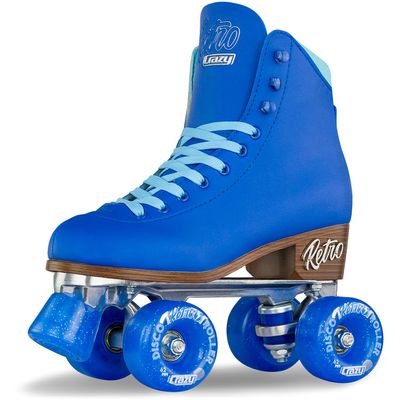 Crazy Skates Retro Roller Skates | Adjustable or Fixed Sizes | Classic Quad Skates for Women and Girls - Blue (Size: Mens 7 / Womens 8)