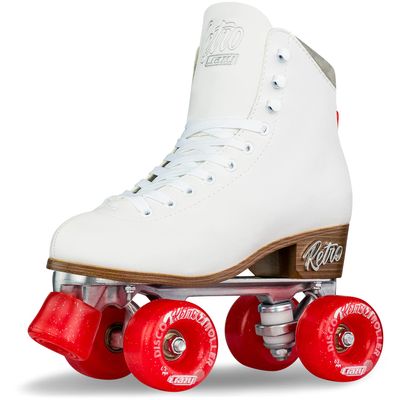 Crazy Skates Retro Roller Skates | Adjustable or Fixed Sizes | Classic Quad Skates for Women and Girls - White (Size: Mens 5 / Womens 6)