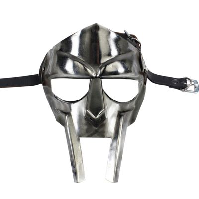 ANTIQUE HANDICRAFT HUB Super Gladiator Face Mask Helmet Hand Forged Sca-LARP Roman Greek Mf Doom Silver, Standard Adult Size