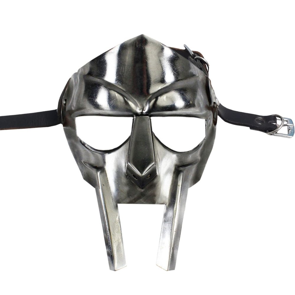 ANTIQUE HANDICRAFT HUB Super Gladiator Face Mask Helmet Hand Forged Sca-LARP Roman Greek Mf Doom Silver, Standard Adult Size