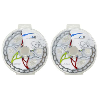 ASHIMA-LTD Ai2 ARO-09 Lightest Disc Brake Rotor 160mm 73g,2PCs, Multi-Color: RD/GR/WH, AS2368