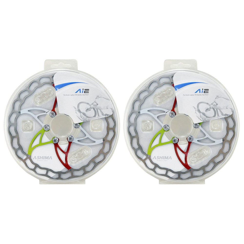 ASHIMA-LTD Ai2 ARO-09 Lightest Disc Brake Rotor 160mm 73g,2PCs, Multi-Color: RD/GR/WH, AS2368