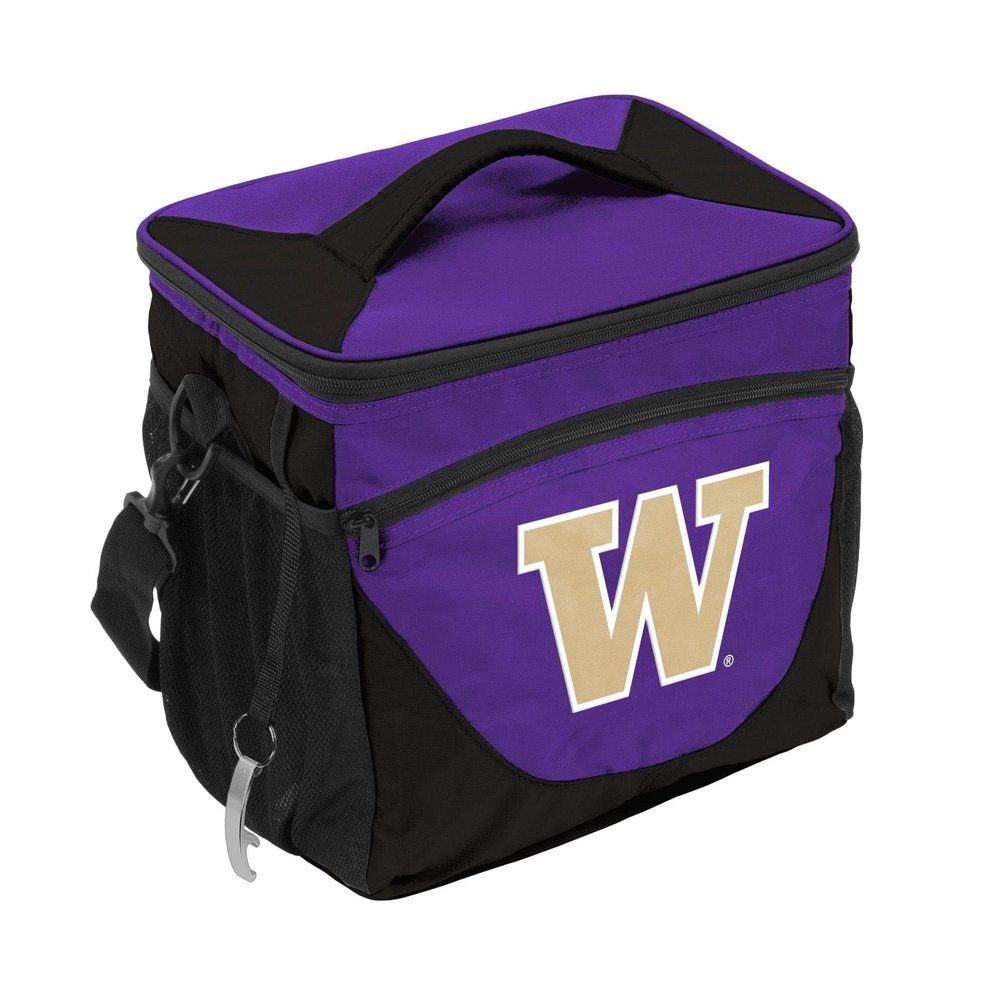 Logo Brands NCAA Washington Huskies 24-Can Insulated Cooler with Embroidered Logo, Bottle Opener & Carry Strap Unisex Adult, One Size, Team Color, Leak-Proof