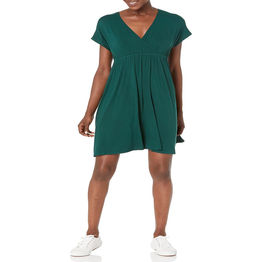 Amazon Essentials Women's Surplice Dress (Available in Plus Size), Jade Green, X-Small