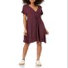 Amazon Essentials Women's Surplice Dress (Available in Plus Size), Burgundy, Small view 1