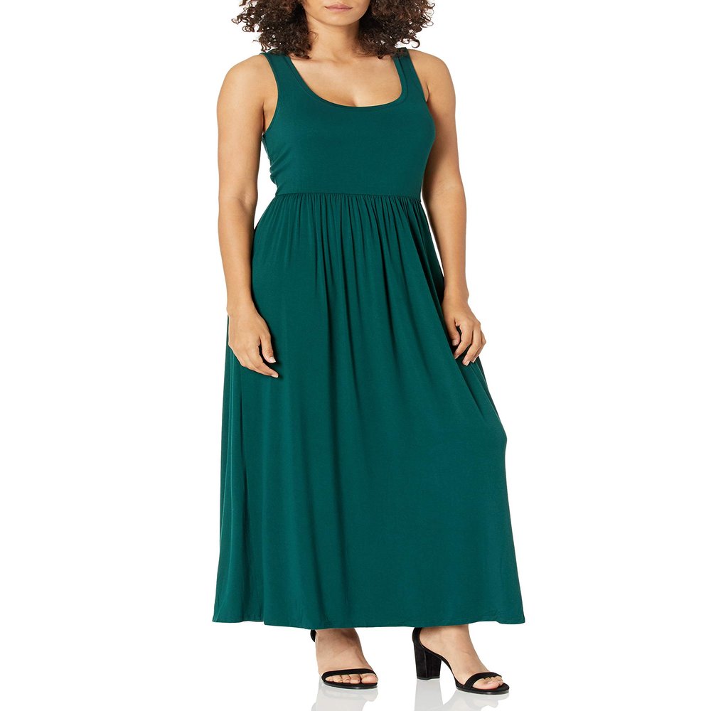 Amazon Essentials Women's Tank Waisted Maxi Dress (Available in Plus Size), Jade Green, Large