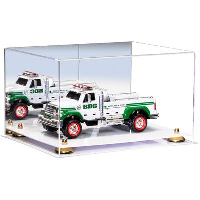 Better Display Cases Acrylic Versatile Display Case Display Case - Medium Square Box with Mirror Case, Gold Risers and White Base 15.25" x 12" x 9" (V13/A082)