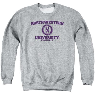 Northwestern University Official Circle Logo Unisex Adult Crewneck Sweatshirt,Athletic Heather, Medium
