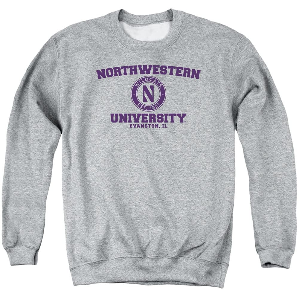 Northwestern University Official Circle Logo Unisex Adult Crewneck Sweatshirt,Athletic Heather, Medium