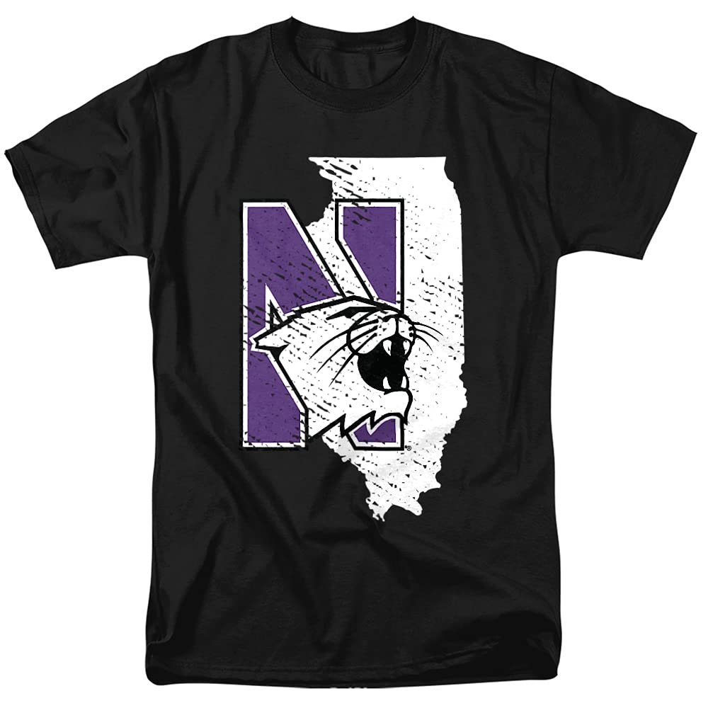 Northwestern University Official State Shape Unisex Adult T-Shirt, State Shape, X-Large