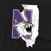 Northwestern University Official State Shape Unisex Adult T-Shirt, State Shape, X-Large view 2