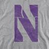Northwestern University Official Distressed Primary Unisex Adult Pull-Over Hoodie,Athletic Heather, Medium view 2