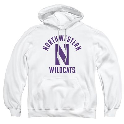 Northwestern University Official One Color Wildcats Logo Unisex Adult Pull-Over Hoodie,White, Medium