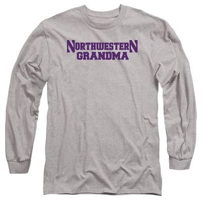 Northwestern University Official Grandma Unisex Adult Long-Sleeve T Shirt,Athletic Heather, Large