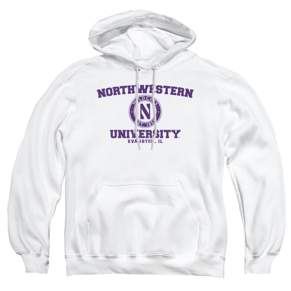 Northwestern University Official Circle Logo Unisex Adult Pull-Over Hoodie,White, 2X-Large