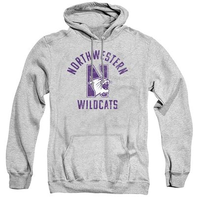 Northwestern University Official Wildcats Logo Unisex Adult Pull-Over Hoodie,Athletic Heather, Medium
