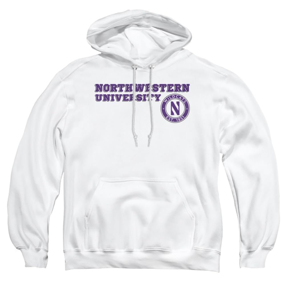 Northwestern University Official Block Text Unisex Adult Pull-Over Hoodie,White, Medium