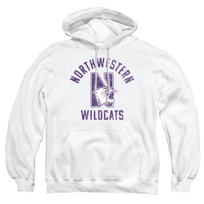 Northwestern University Official Wildcats Logo Unisex Adult Pull-Over Hoodie,White, Small