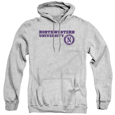 Northwestern University Official Block Text Unisex Adult Pull-Over Hoodie,Athletic Heather, 2X-Large