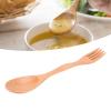2 in 1 Spoon and Fork Combo, Wooden Camping Utensil Lightweight Eco-Friendly Spork and Spoon for Backpacking, Hiking, Outdoors view 3