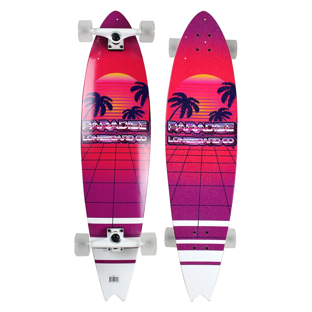 Paradise Longboard Swallow Tail Complete Cruiser Skateboard, Retro, 9.5" x 39.5"