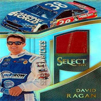 Autograph Warehouse 639011 David Ragan Race Used Sheet Metal Memorabilia Swatch Trading Card - Nascar, Auto Racing - 2017 Panini Prizm Select Refractor No.DR