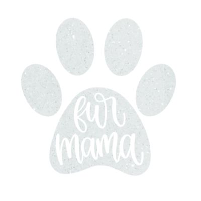 Fur Mama Iron On Decal, Animal Lover Heat Transfer Patch for Clothing, DIY Crafts and Decor, Pick Size Color (White Glitter)