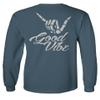 0153. Good Vibe Society Bones Hand Shaka Cool Vintage Graphic Men's Long Sleeve t Shirt (Indigo Blue Large) view 3