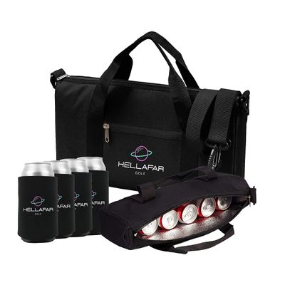 Hellafar Golf Golf Bag Cooler- Golf Cart Cooler with Adjustable Shoulder Strap - Fits 6 12-Ounce Cans or Two 750ml Bottles - Includes Four Can Cooler Sleeves