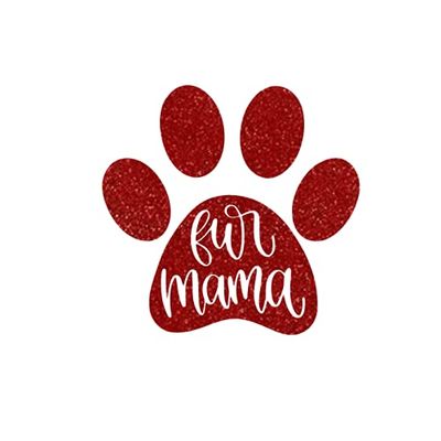 Fur Mama Iron On Decal, Animal Lover Heat Transfer Patch for Clothing, DIY Crafts and Decor, Pick Size Color (Red Glitter)