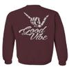 0153. Good Vibe Society Bones Hand Shaka Cool Vintage Graphic Men's Crewneck Sweatshirt (Maroon Large) view 3