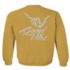 0153. Good Vibe Society Bones Hand Shaka Cool Vintage Graphic Men's Crewneck Sweatshirt (Gold Large) view 3
