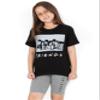 FRIENDS Pajamas Girls Kids T Shirt With Cycle Shorts Loungewear 13-14 Years Black view 1