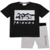 FRIENDS Pajamas Girls Kids T Shirt With Cycle Shorts Loungewear 13-14 Years Black view 2