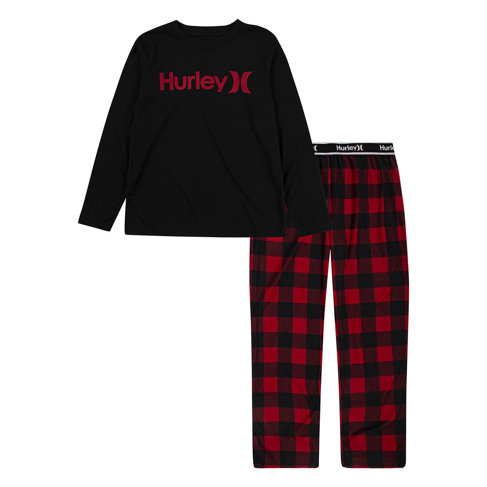 Hurley Boys' Pajama Set, Gym Red Checkered, 4
