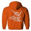 0153. Good Vibe Society Bones Hand Shaka Cool Vintage Graphic Sweatshirt Pullover Hoodie (Orange, Medium) view 3