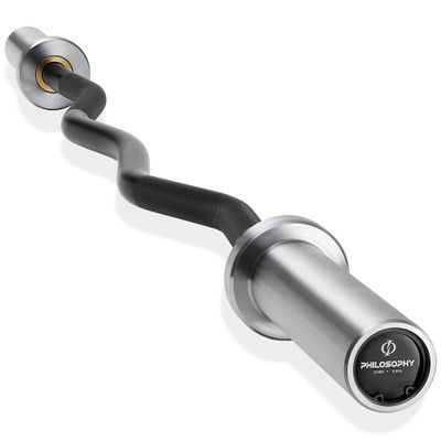 Philosophy Gym 47" EZ Curl Olympic Barbell - 8.5KG 25mm Grip 400LB Capacity 4 Needle Bearing 2" Weightlifting Bar