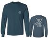 0153. Good Vibe Society Bones Hand Shaka Cool Vintage Graphic Men's Long Sleeve t Shirt (Indigo Blue Medium) view 1