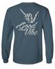 0153. Good Vibe Society Bones Hand Shaka Cool Vintage Graphic Men's Long Sleeve t Shirt (Indigo Blue Medium) view 3