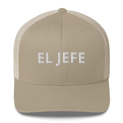 El Jefe Father's Day Dad Gift Trucker Cap Mesh Adjustable Khaki
