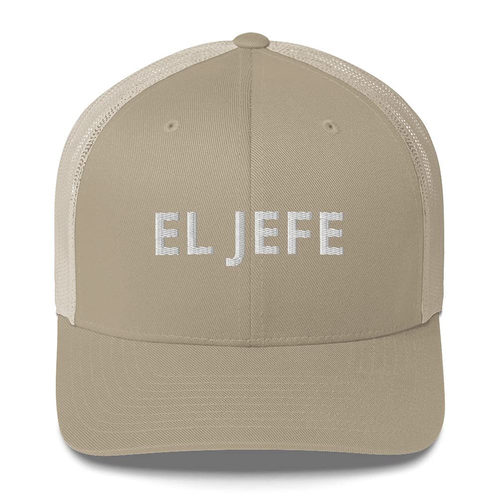 El Jefe Father's Day Dad Gift Trucker Cap Mesh Adjustable Khaki