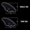 Surfboard Twin Fins (2 Fins) - Keel Fins for Fish Surf Boards [Twin Tab or Single Tab Sizes] (Black, Single Tab) view 3