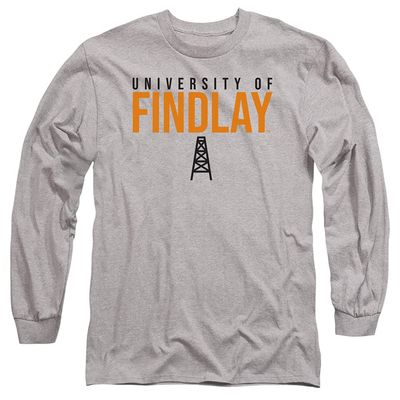University of Findlay Official Stacked Unisex Adult Long-Sleeve T Shirt,Athletic Heather, Small